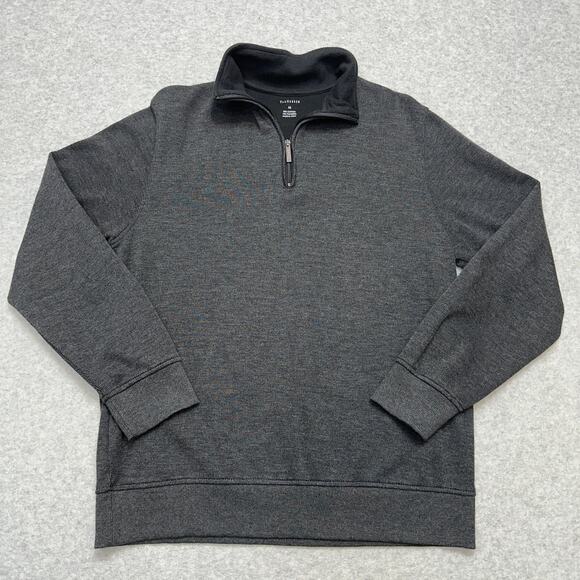 Van Heusen 1/4 Zip Sweater Men's M Gray Modern French Ribbed Long Sleeve Mock - Picture 1 of 9